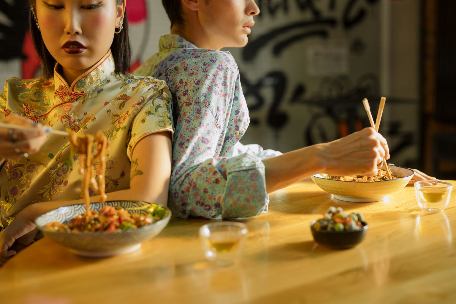 Guests eating at the counter